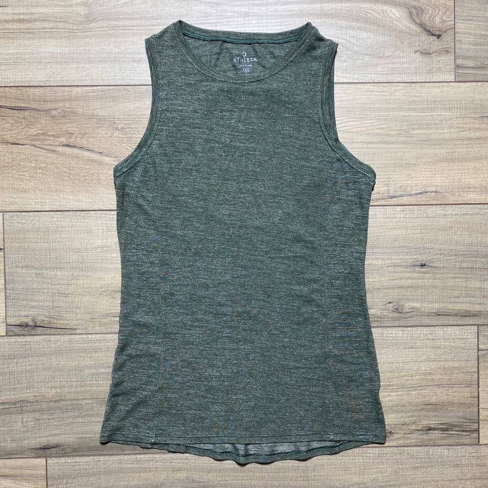 Athleta Womens Cut Out‎ Bank Tank Top Bra Strap Concealer Size XXS Green